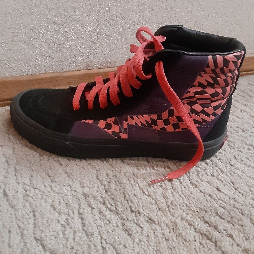 Womens high top vans, hot pink and purple and black. -very rare